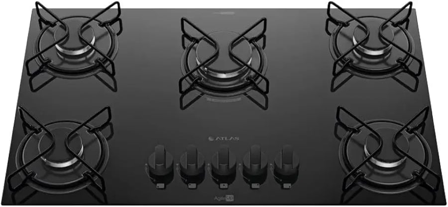 Cooktop Atlas Agile Up de 5 bocas com mesa de vidro