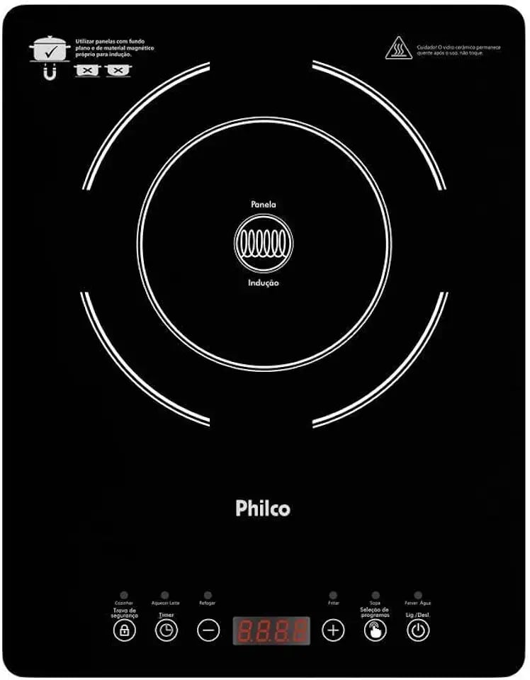 Cooktop de indução Philco PCT10A com diferentes níveis de potência
