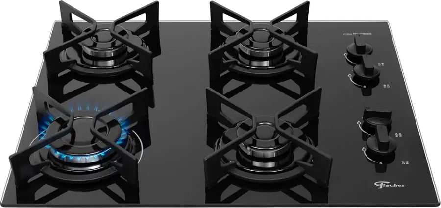 Cooktop a gás Fischer Fit Line de 4 bocas com trempes Iron