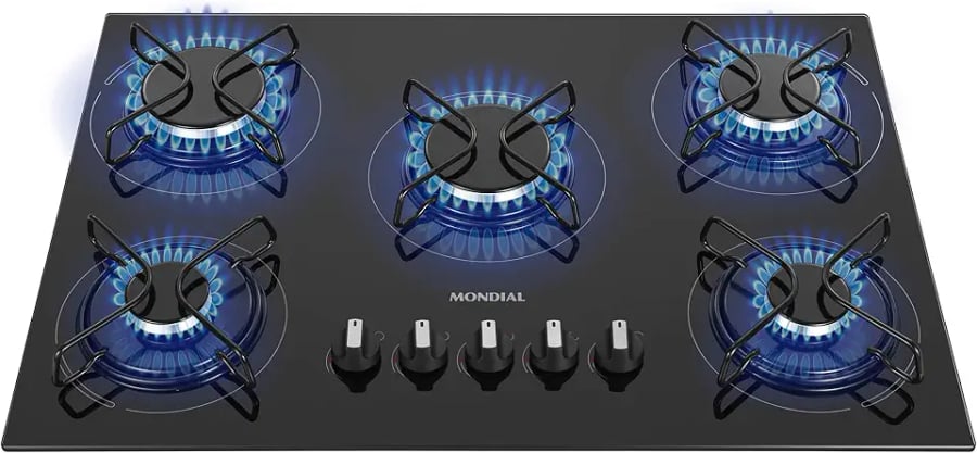 Cooktop a gás Mondial CTG-02 de 5 bocas preto e inox bivolt