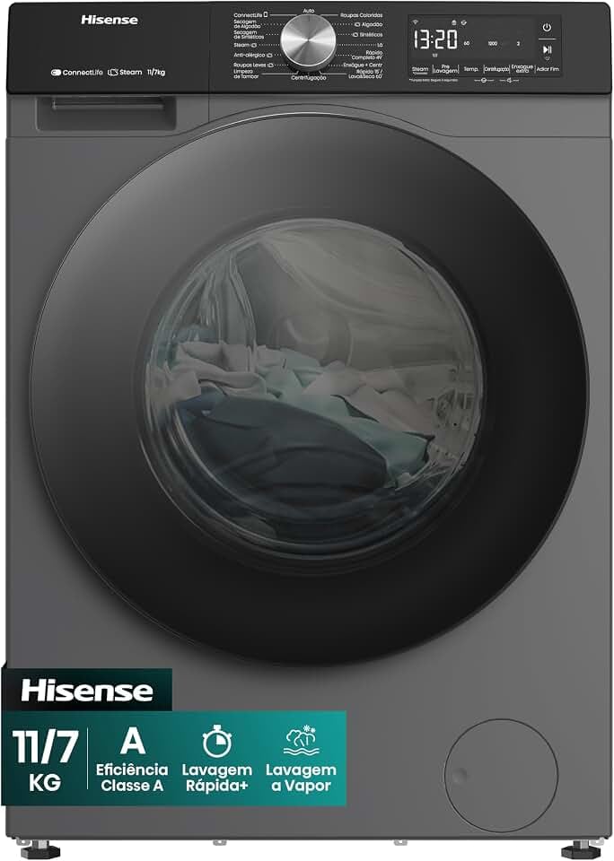 Hisense Lava e Seca 11kg com Wi-Fi e Steam WD3S11