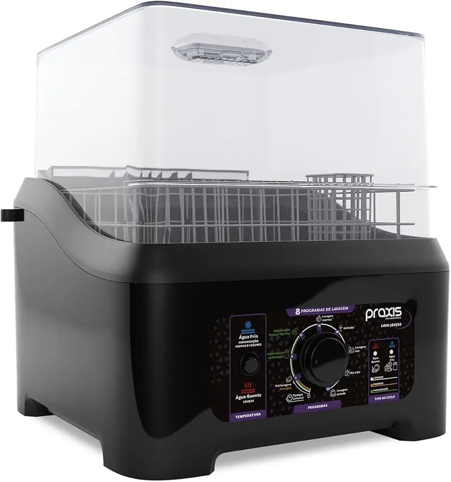 Lava-louça portátil Praxis 3L com 8 programas de lavagem 127V