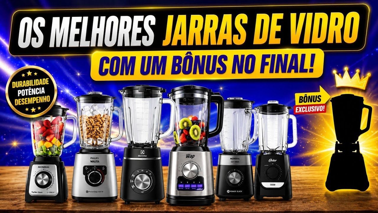 Vídeo com os melhores liquidificadores de vidro de 2026
