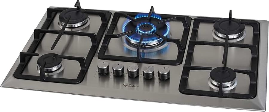 Cooktop a gás Fischer TC Infinity de 5 bocas com mesa inox