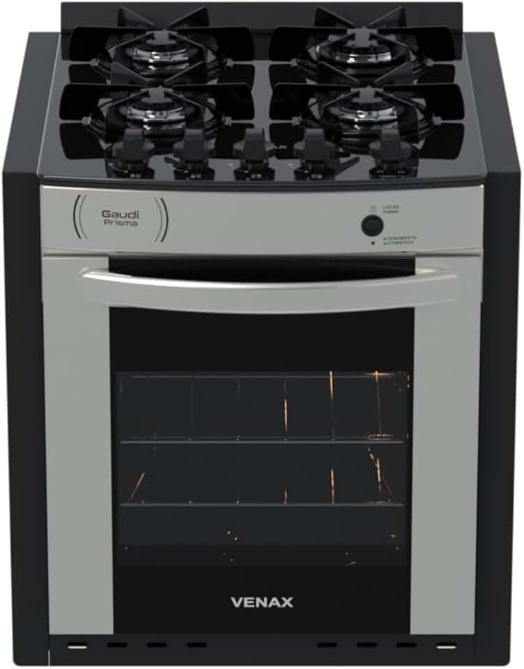 Cooktop a gás Gaudi Prisma vítreo de 4 queimadores inox
