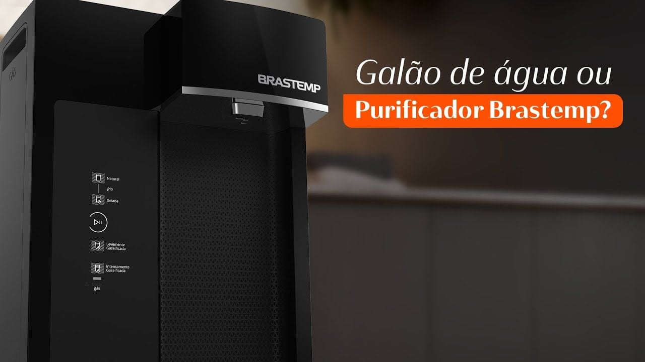 Vídeo comparando galão de água e purificador