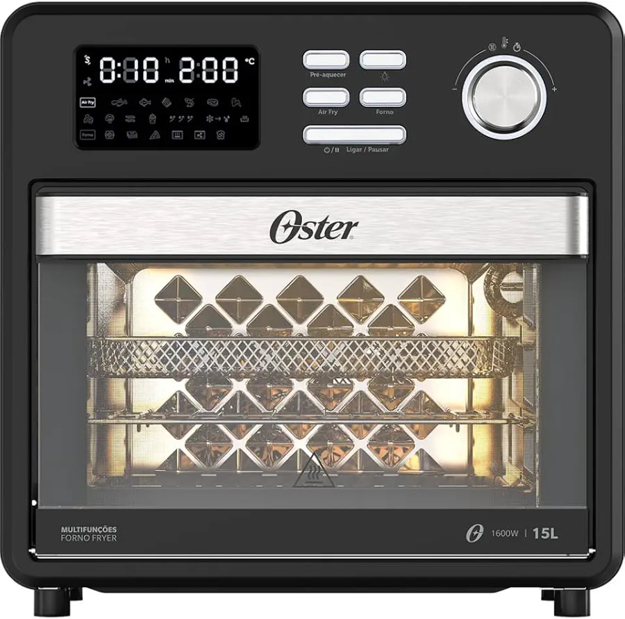 Oster forno e fryer 15 litros compact 10 em 1 em aço inox