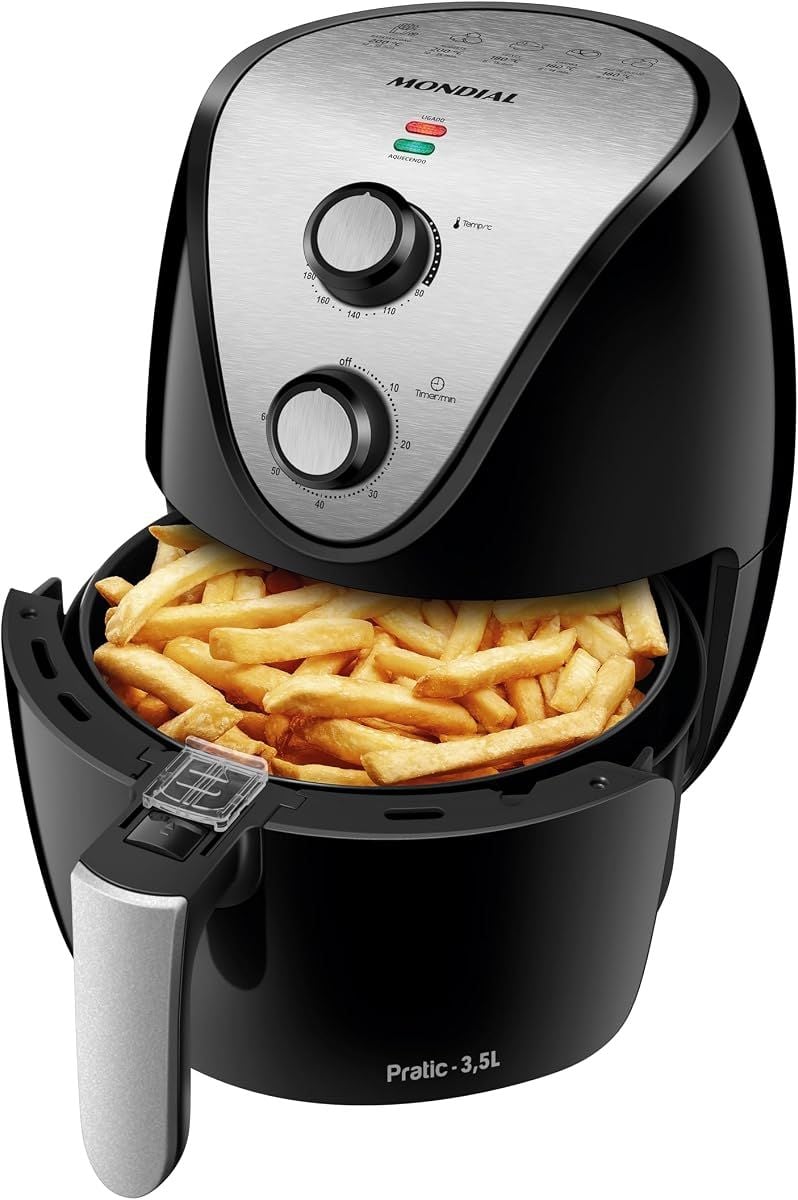 Mondial air fryer 3,5 litros AF-30 preto com inox 1500W