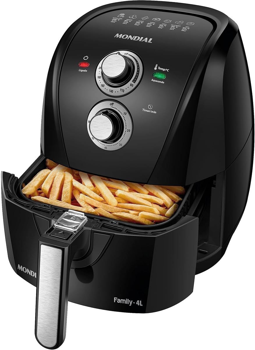 Mondial air fryer Family 4 litros AFN-40-BFS preto e prata 1500W
