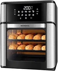 Fritadeira air fryer forno oven Mondial 12 litros preta e inox versão 110V
