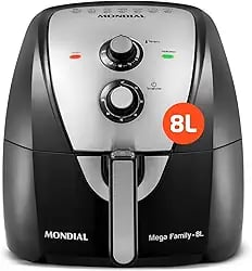 Fritadeira sem óleo Mondial Air Fryer 8 litros preta e inox com 1900W