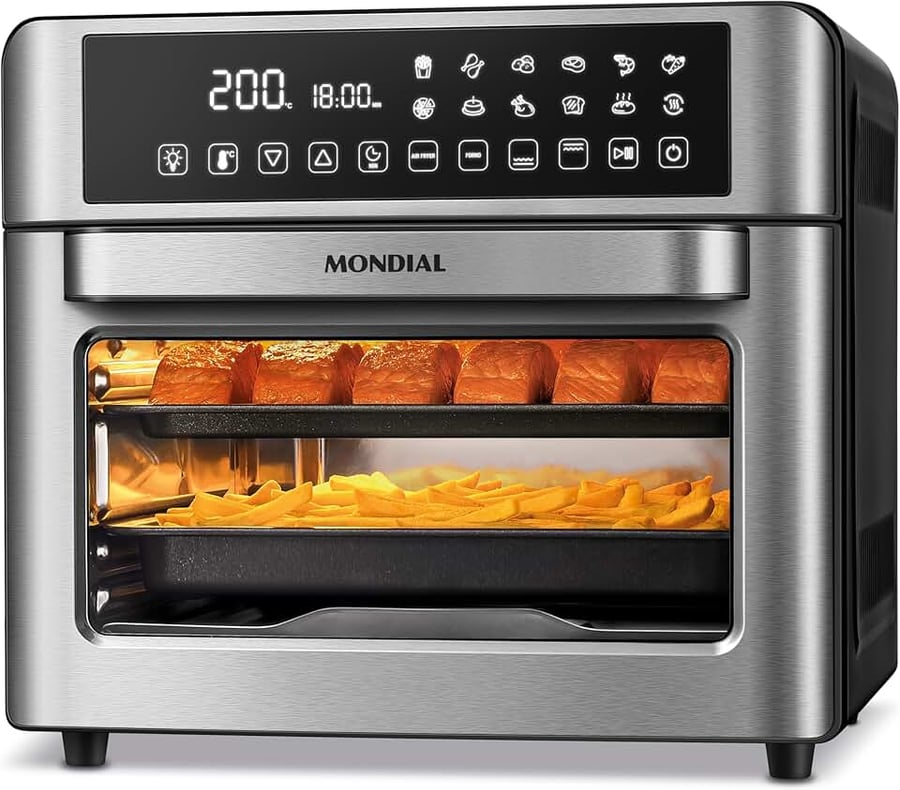 Air fryer forno Mondial 25 litros digital 220V preto e inox