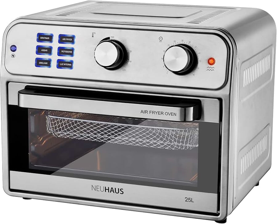 Air fryer forno Neuhaus 25 litros inox com rotisserie e 2500W