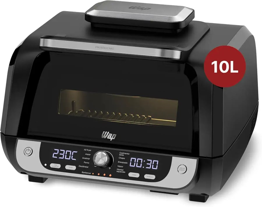 WAP Fritadeira Elétrica Air Fryer Barbecue Digital 12 em 1 de 10 litros 220V