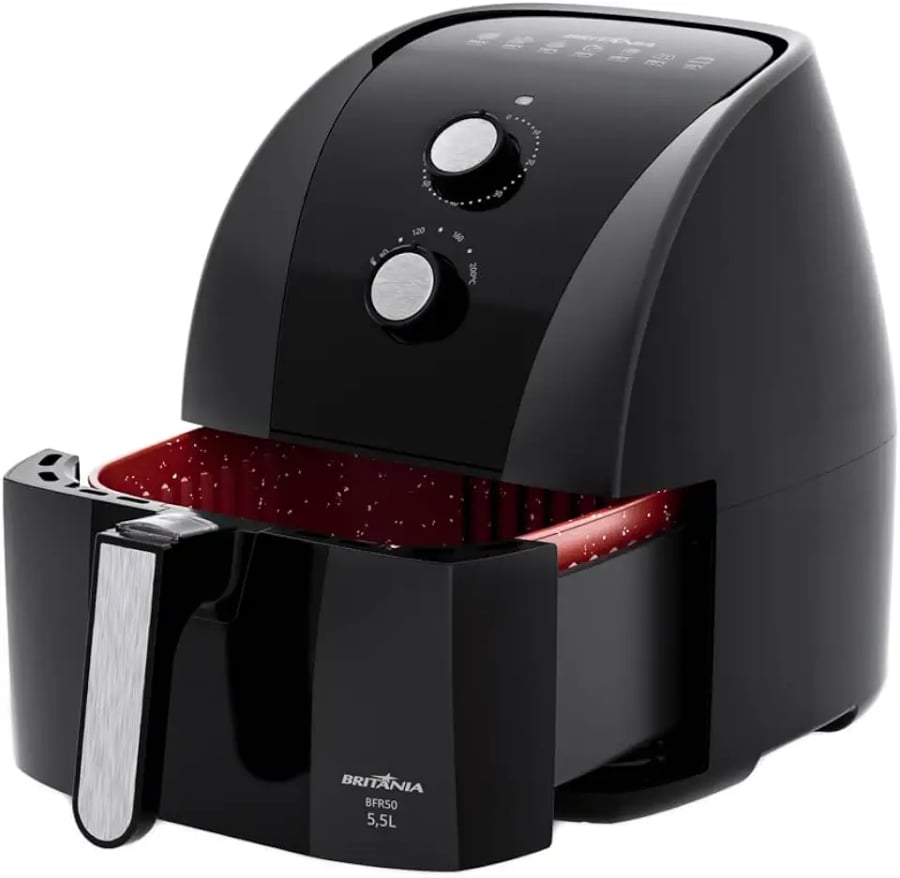 Air fryer Britânia de 5,5 litros BFR50 com revestimento Redstone