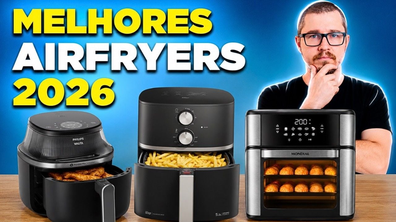 Vídeo com o ranking das melhores air fryers de 2026
