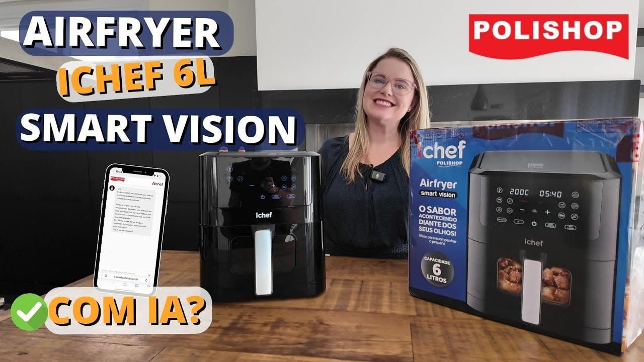 Vídeo mostrando a fritadeira Polishop iChef Smart Vision em uso