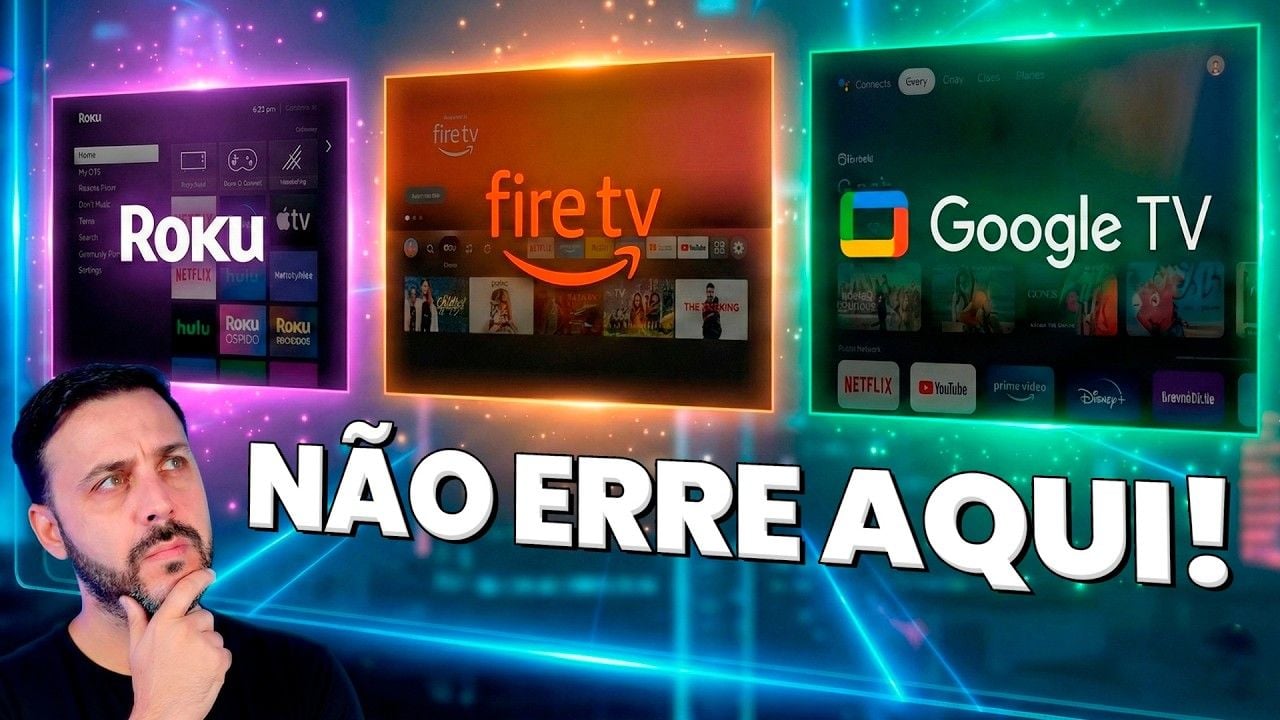 Vídeo comparando os sistemas Roku, Fire TV e Google TV