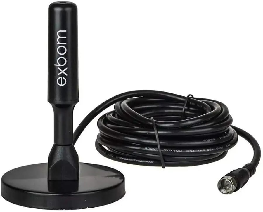 Antena digital amplificada interna e externa da Exbom com base magnética