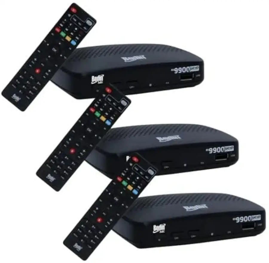 Kit com 3 receptores de TV digital via satélite parabólica Full HD BS9900