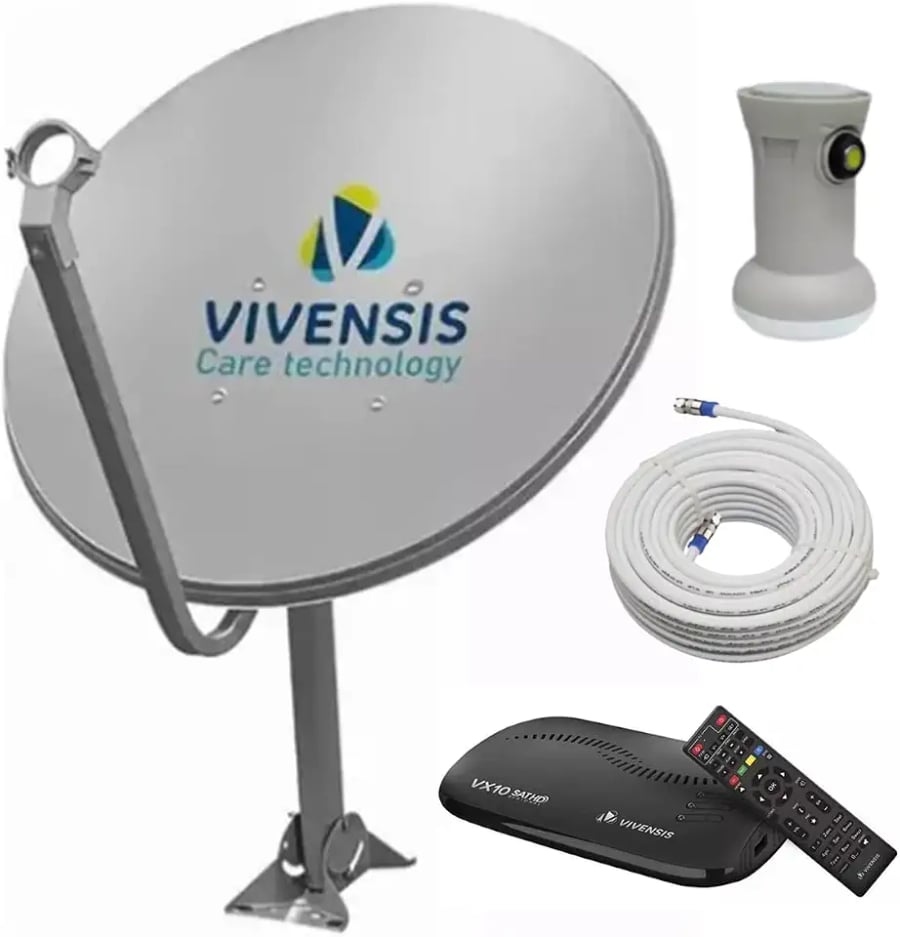Kit antena nova parabólica Ku Vivensis digital completa