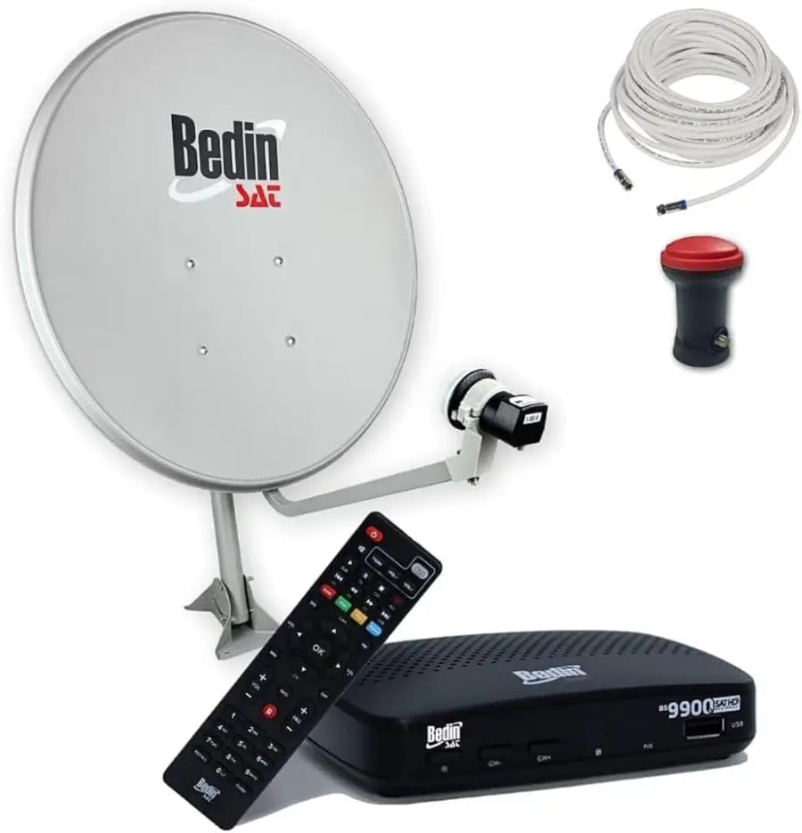 Kit de antena parabólica digital com receptor Sat HD Regional BS9900 Bedin