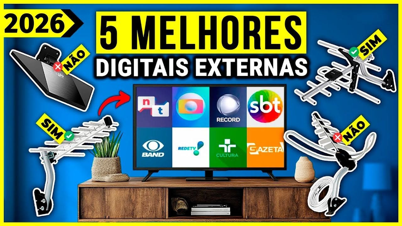 Vídeo sobre as 5 melhores antenas digitais externas de 2026