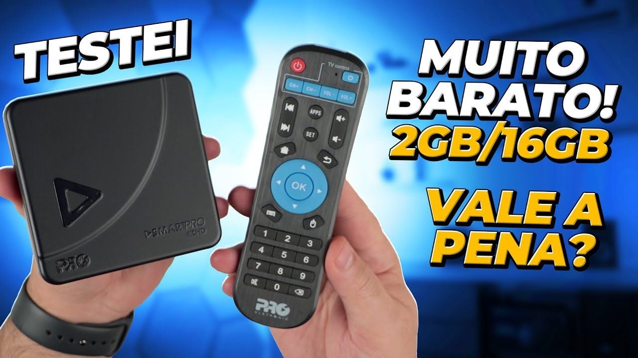 Vídeo testando uma TV box muito barata