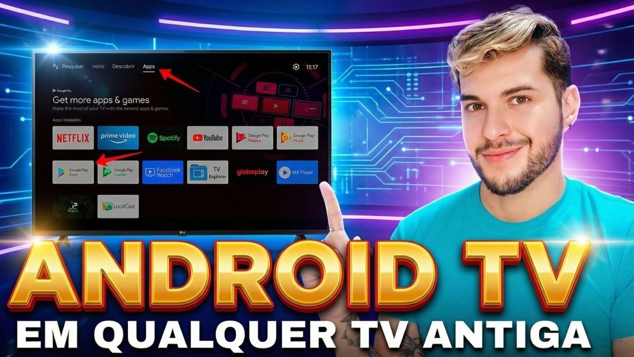Vídeo mostrando como transformar uma TV velha em smart TV