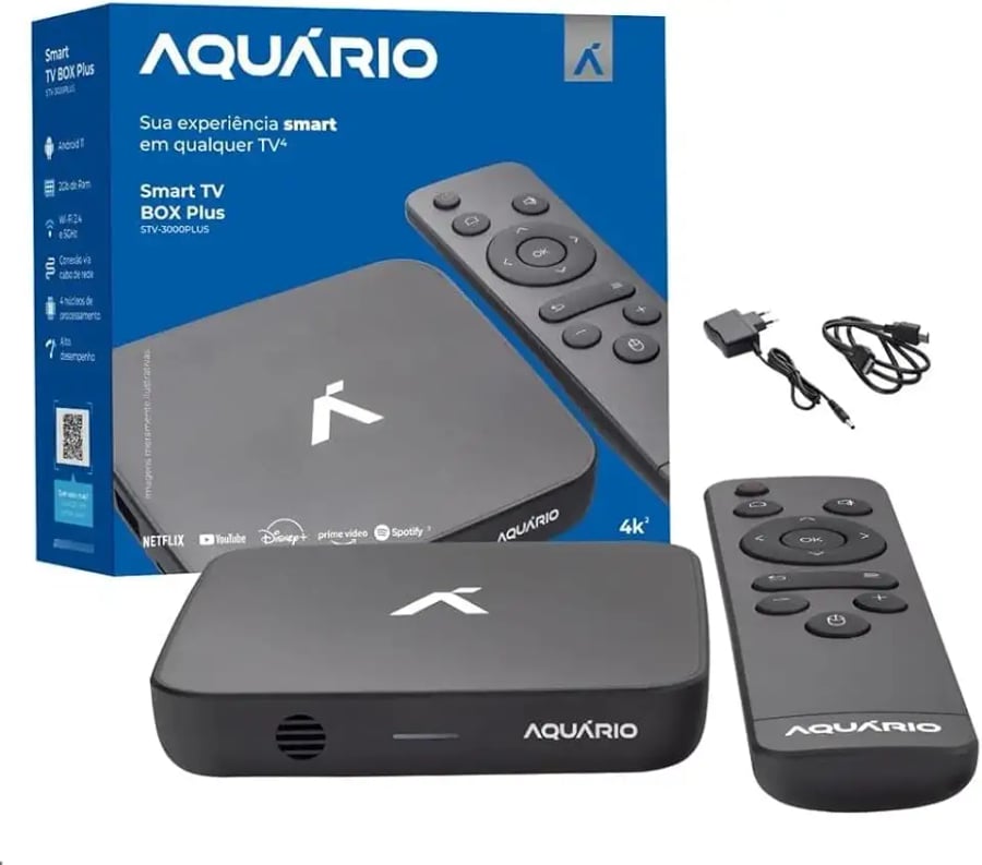 TV Box Aquário STV-3000 Plus Android 11 4K Wi-Fi dual band