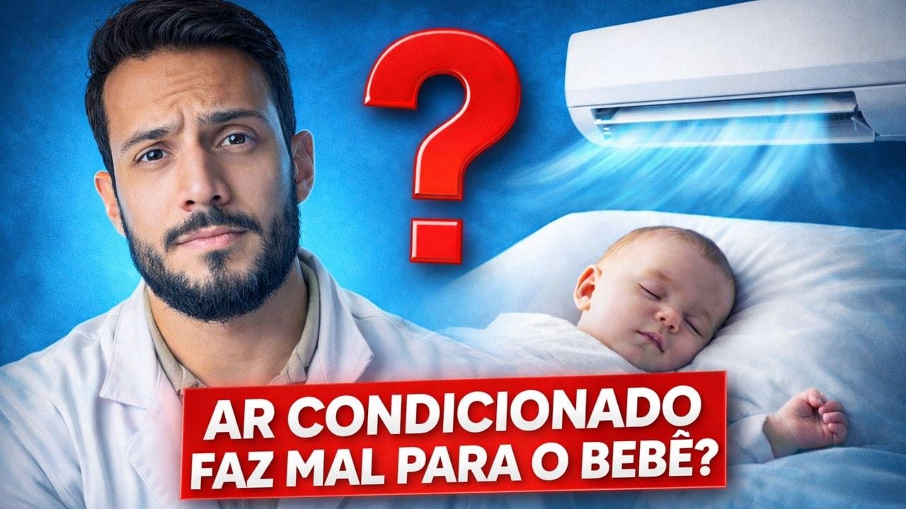 Pediatra explicando se ar-condicionado faz mal para o bebê