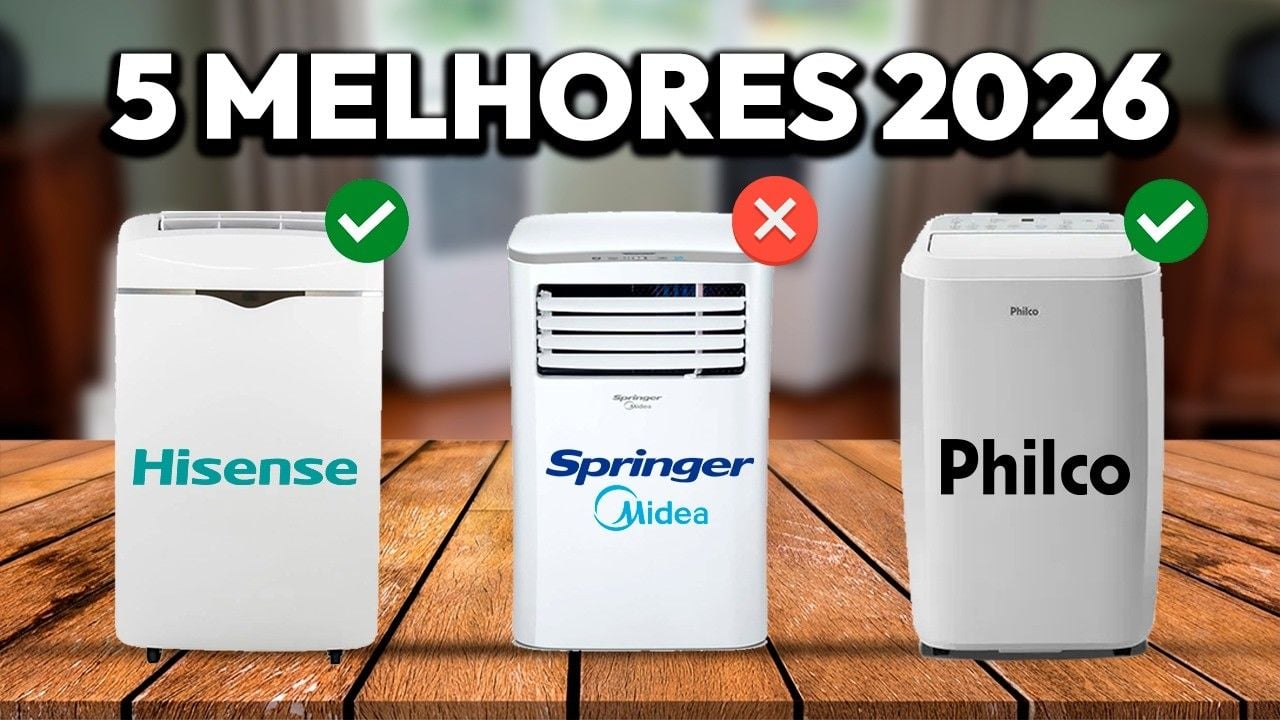 Vídeo comparando os melhores ar-condicionados portáteis de 2026