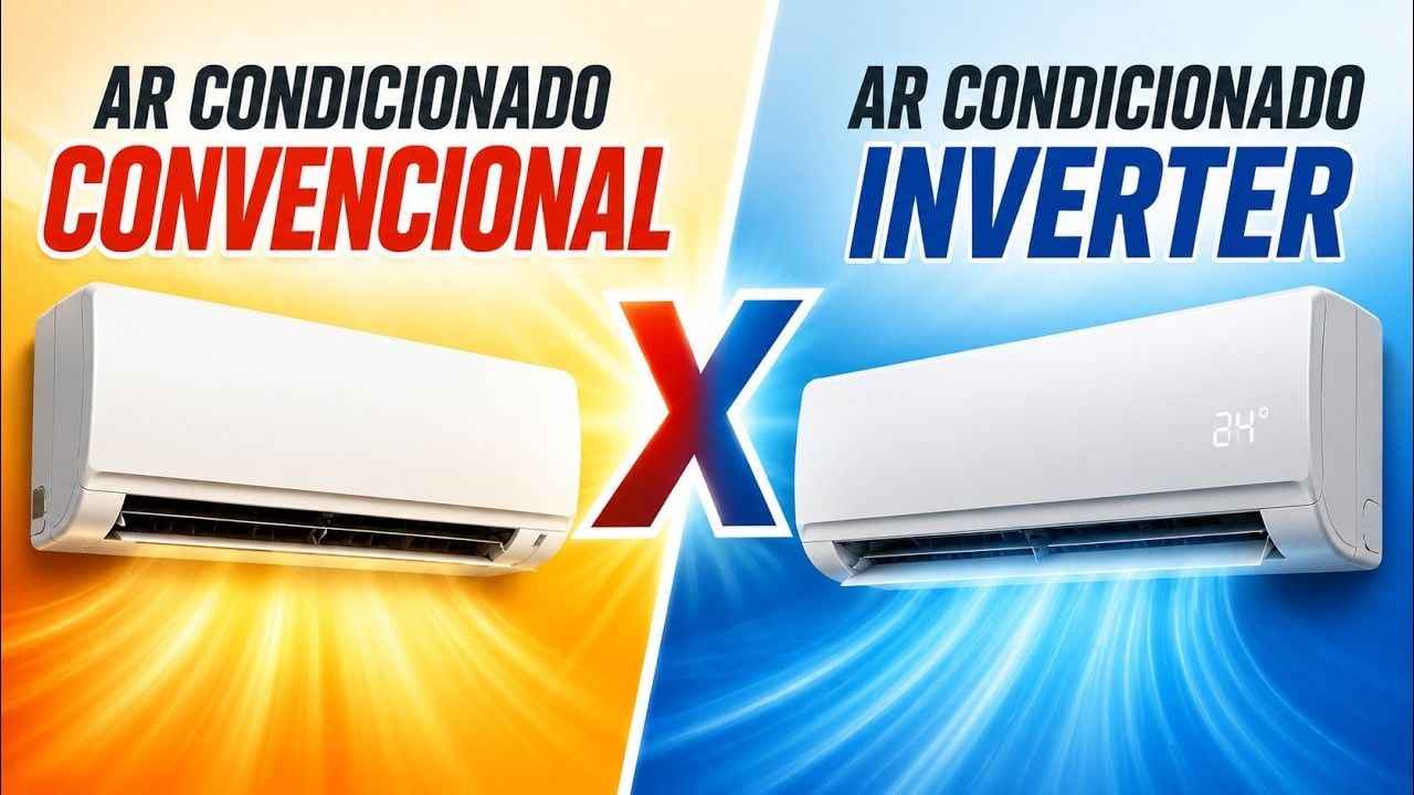 Vídeo comparando o consumo do ar-condicionado inverter e convencional