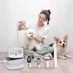 Aspirador de pelos de cães 2 litros 9000Pa com máquina de tosar em kit 5 em 1