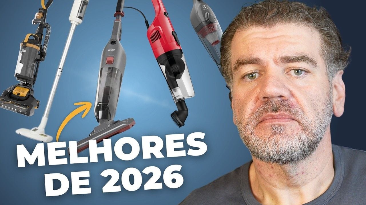 Vídeo com teste dos melhores aspiradores verticais de 2026