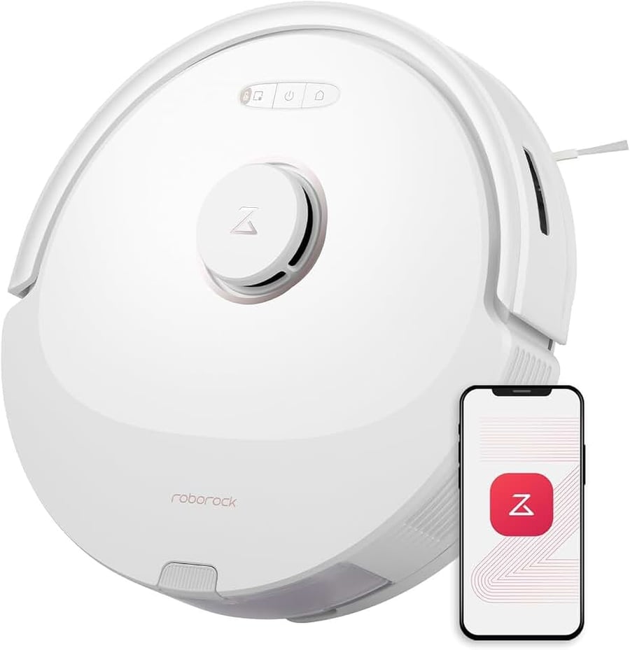 Robô aspirador Roborock Q8 Max branco com escova DuoRoller para pelos de animais