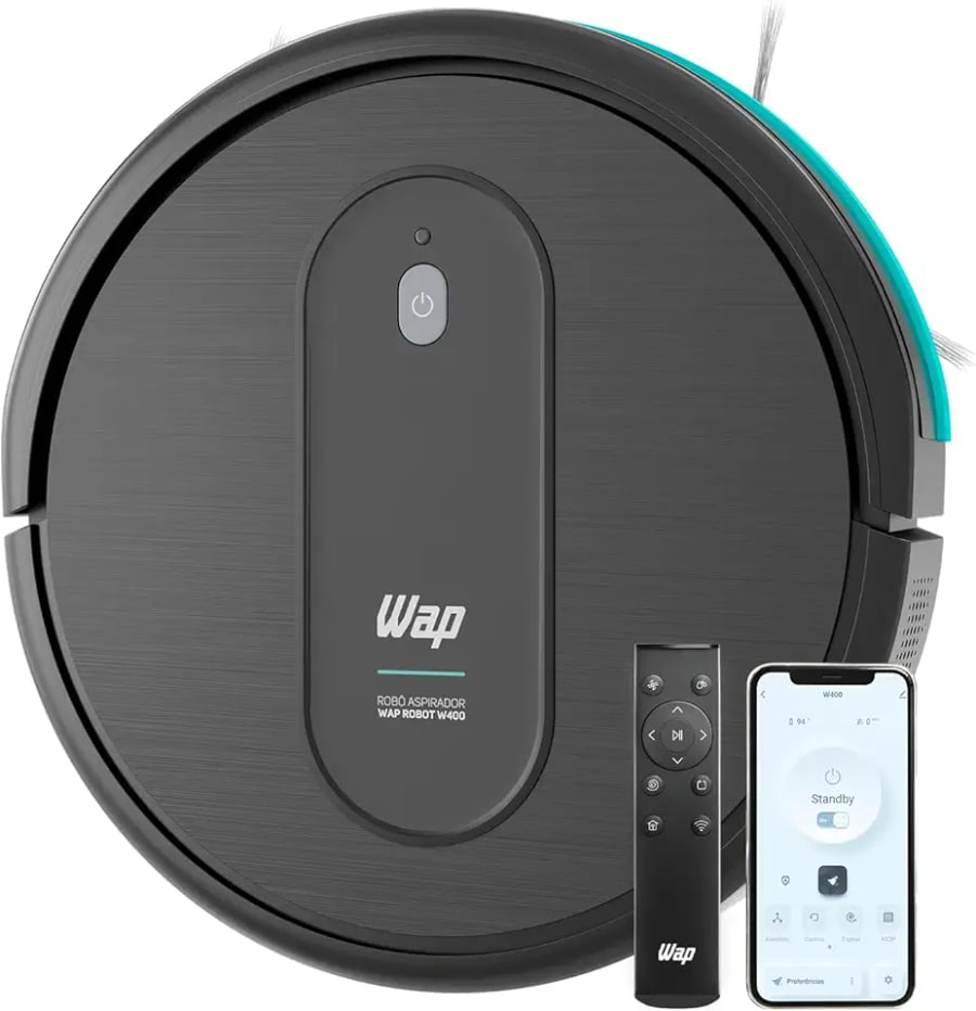 WAP Robot W400 3 em 1 com reservatório de 300 ml e assistentes de voz